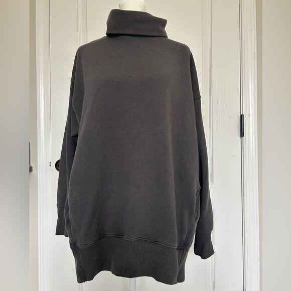 Aerie Women’s Gray Pullover Turtleneck Sweatshirt with Pockets Size Medium - Picture 1 of 12